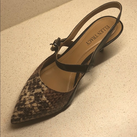 🆕 Ellen Tracy snakeskin patent leather sling back - Picture 2 of 8